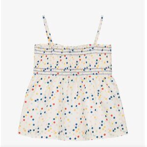 Petit Bateau Girls Ivory Ruched Cotton Blouse – Size 4T